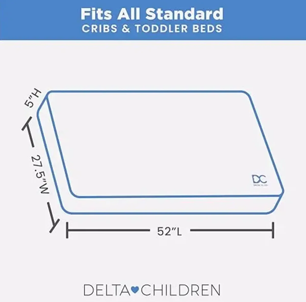 Delta Children Twinkle Stars Crib and Toddler Mattress with Breathable, Removable Machine-Washable Cover - GREENGUARD Gold - Waterproof Baby Bed - Sustainably Sourced Fiber Core - 52”Lx27.5”W, Pink