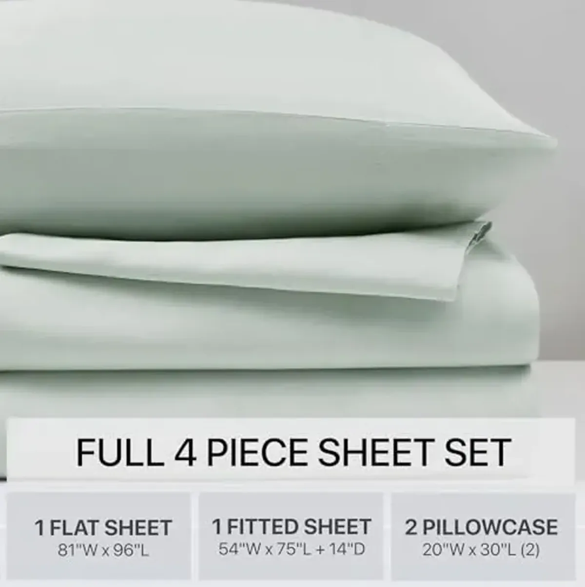 Beautyrest Full Sheets Set Tencel Poly Blend, Cool Full Bed Sheet Set, Colorfast, Moisture Wicking, Full Size Sheet Set Silky Soft Gentle on Skin, Deep Pocket Fits up to 16" Mattress, Full, Sage