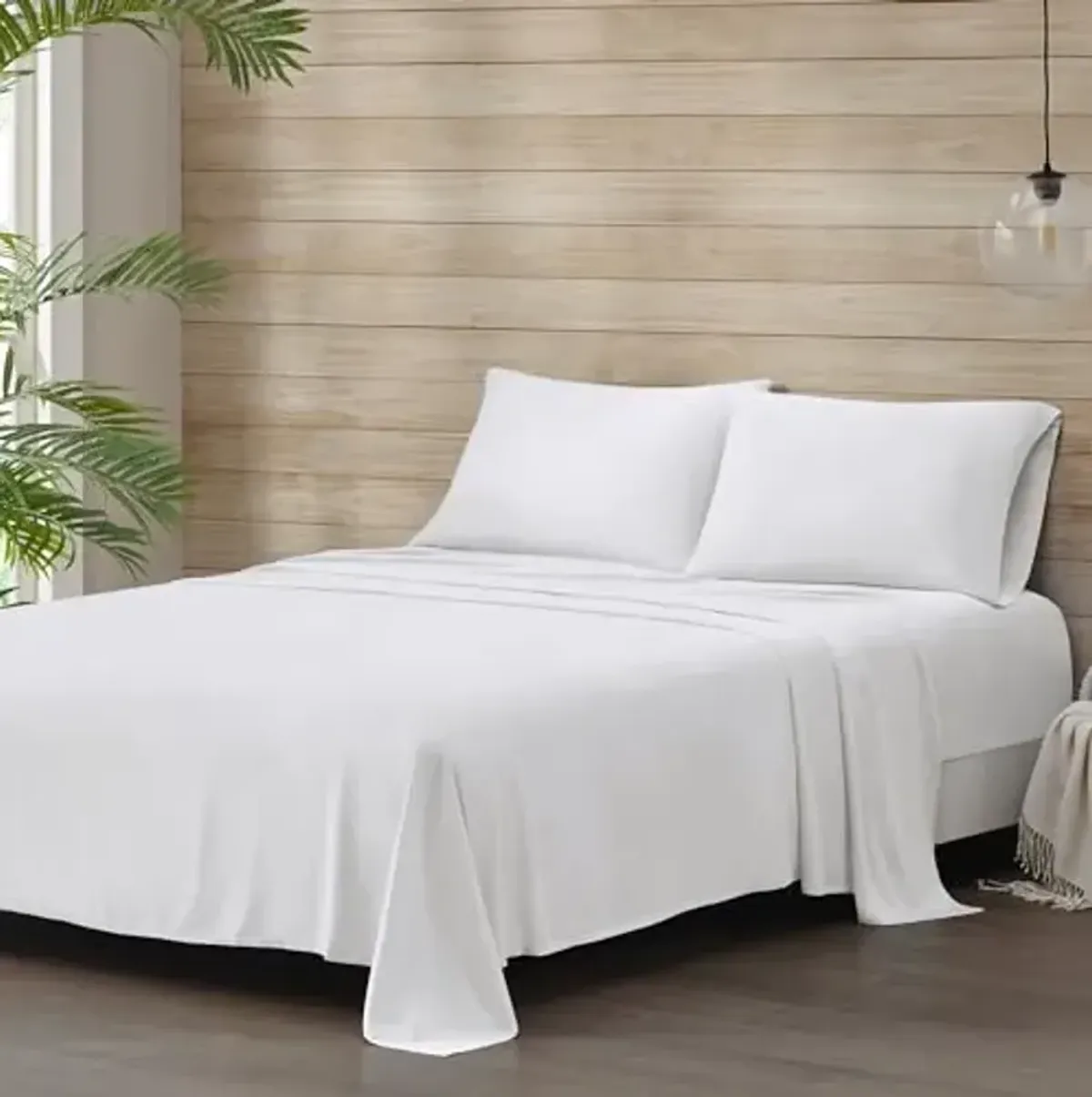 Beautyrest Tencel Polyester Blend Sheet Set with White Finish BR20-3892
