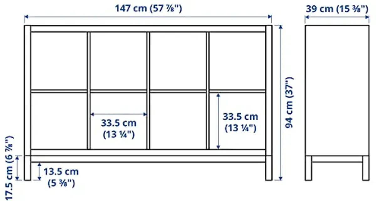 IKEA KALLAX shelving unit with underframe, 147x94 cm, black-brown/black