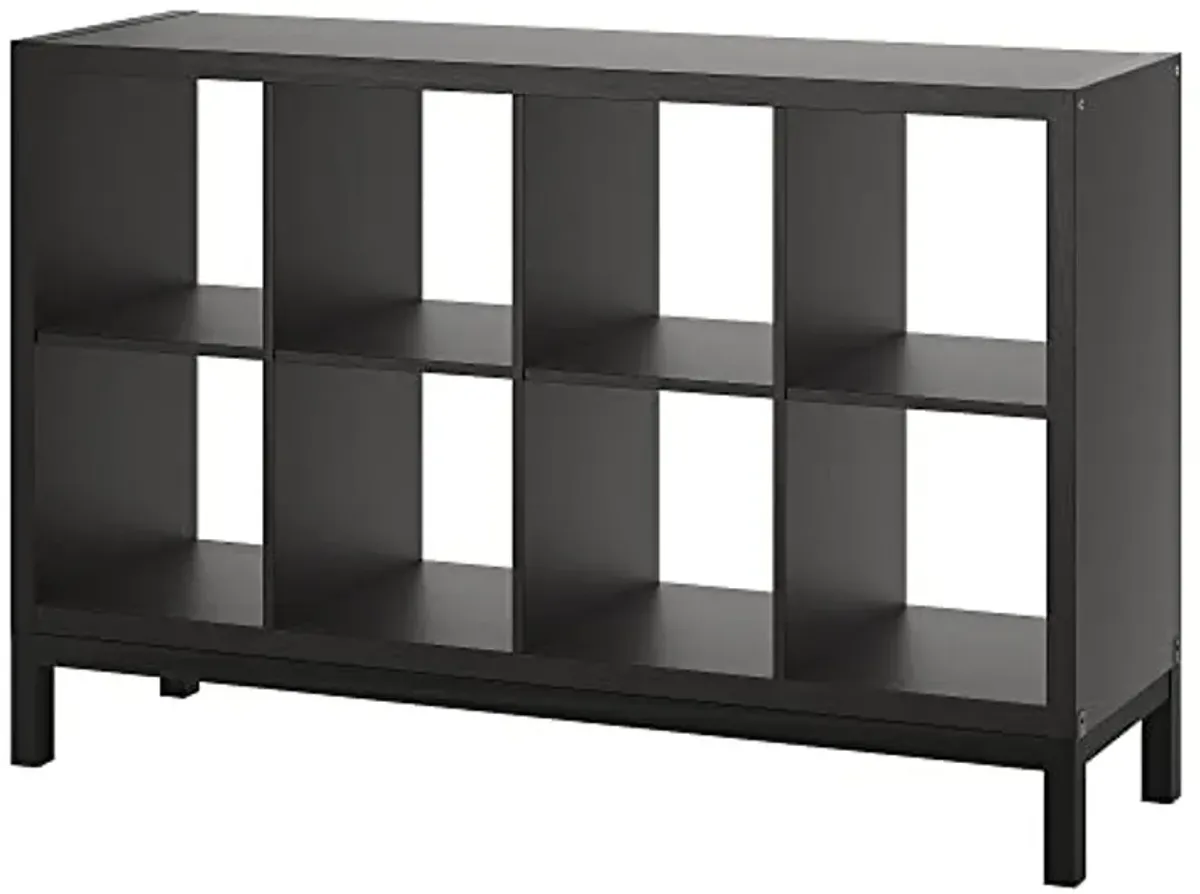 IKEA KALLAX shelving unit with underframe, 147x94 cm, black-brown/black