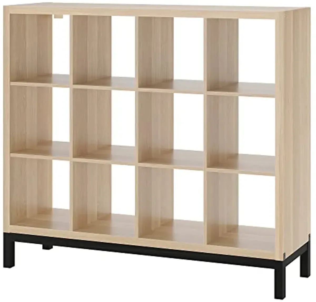 IKEA KALLAX shelving unit with underframe, 147x129 cm, white stained oak effect/black