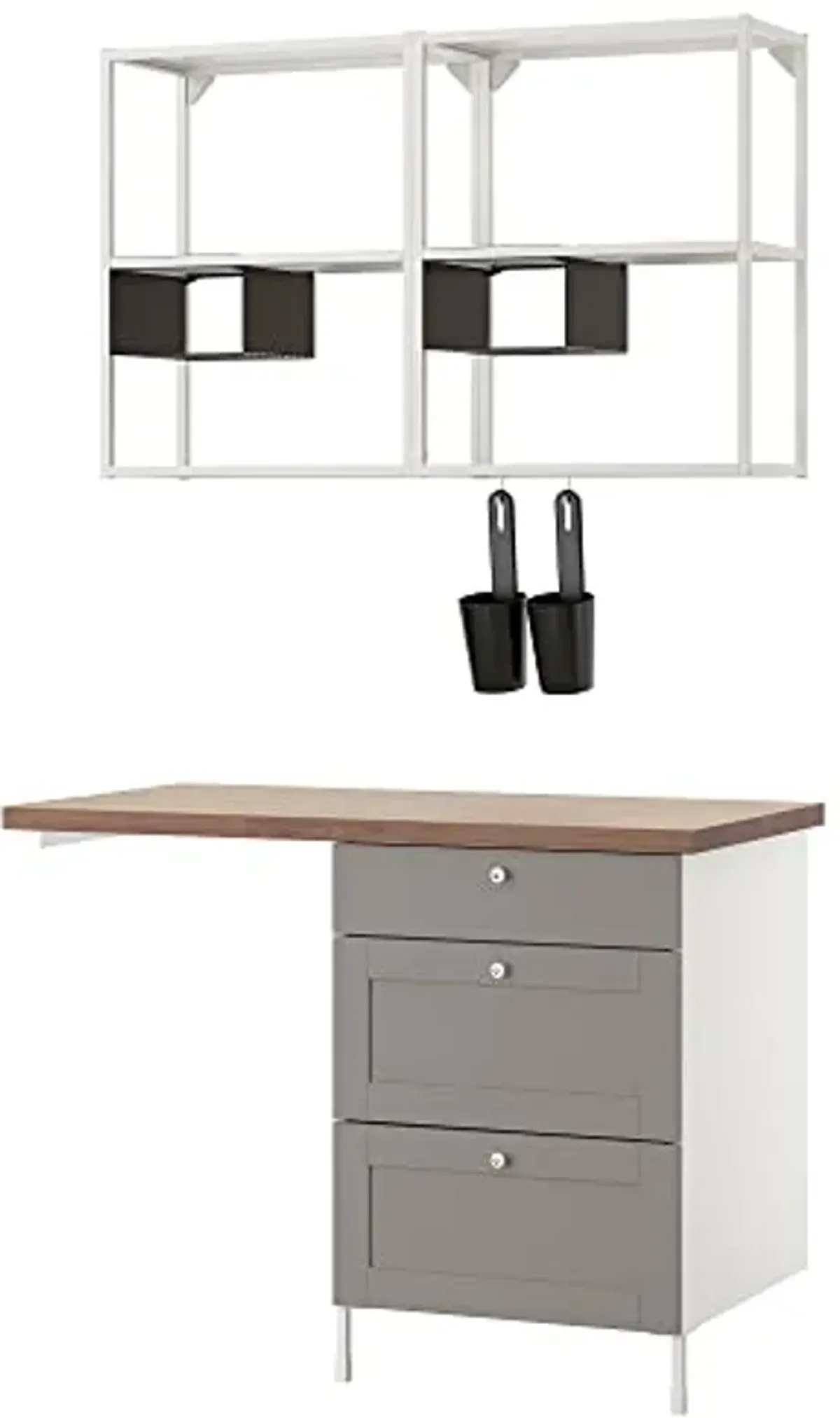 IKEA ENHET storage combination, 121.5x63.5x222 cm, white/grey frame