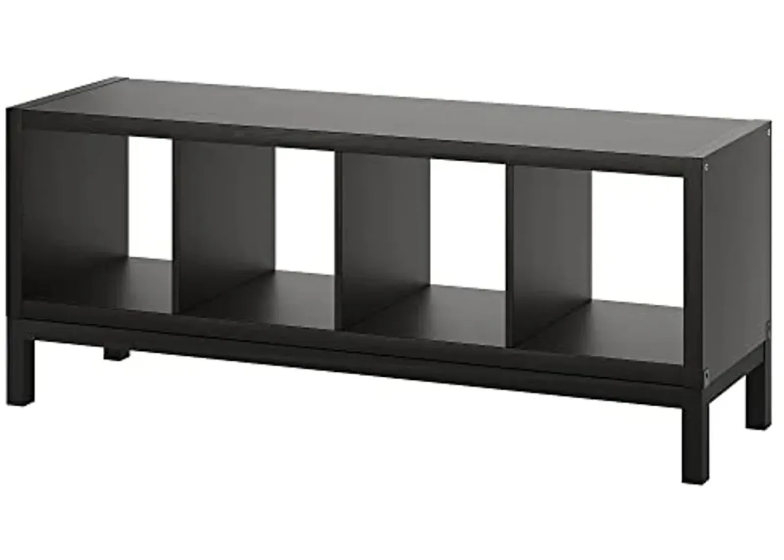 IKEA KALLAX shelving unit with underframe, 147x59 cm, black-brown/black