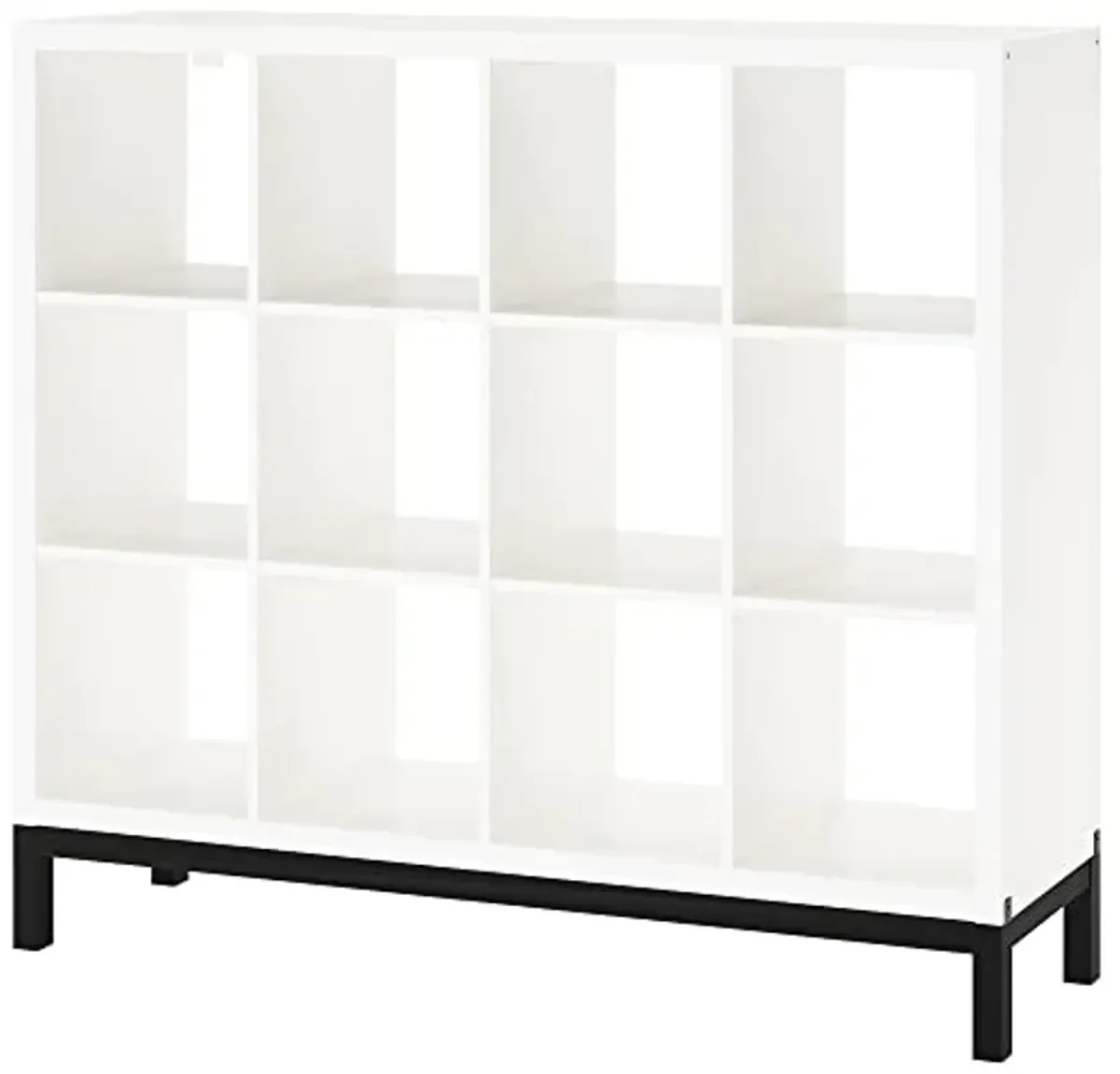 IKEA KALLAX shelving unit with underframe, 147x129 cm, white/black