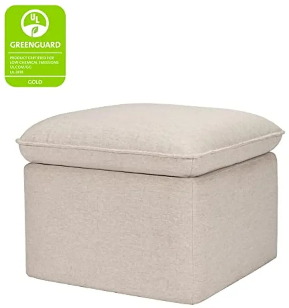 Babyletto Cali Storage Ottoman in Performance Beach Eco-Weave, Water Repellent & Stain Resistant, Greenguard Gold Certified and CertiPUR-US® Certified