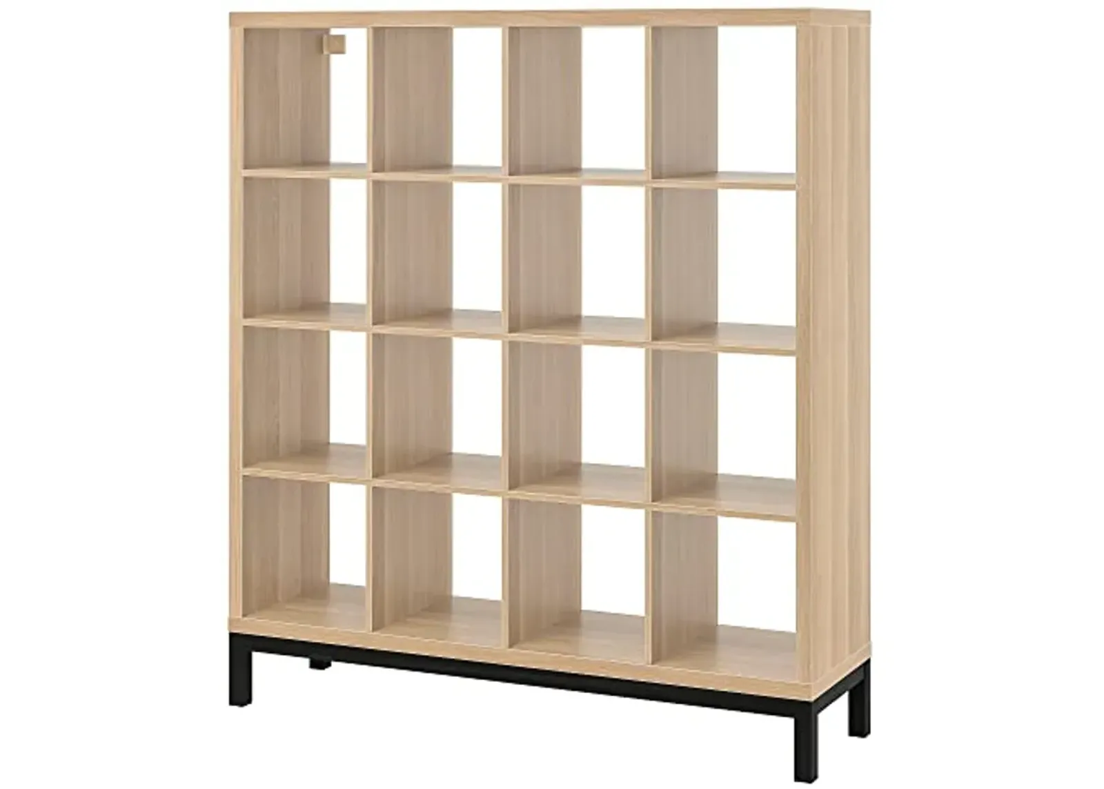 IKEA KALLAX shelving unit with underframe, 147x164 cm, white stained oak effect/black