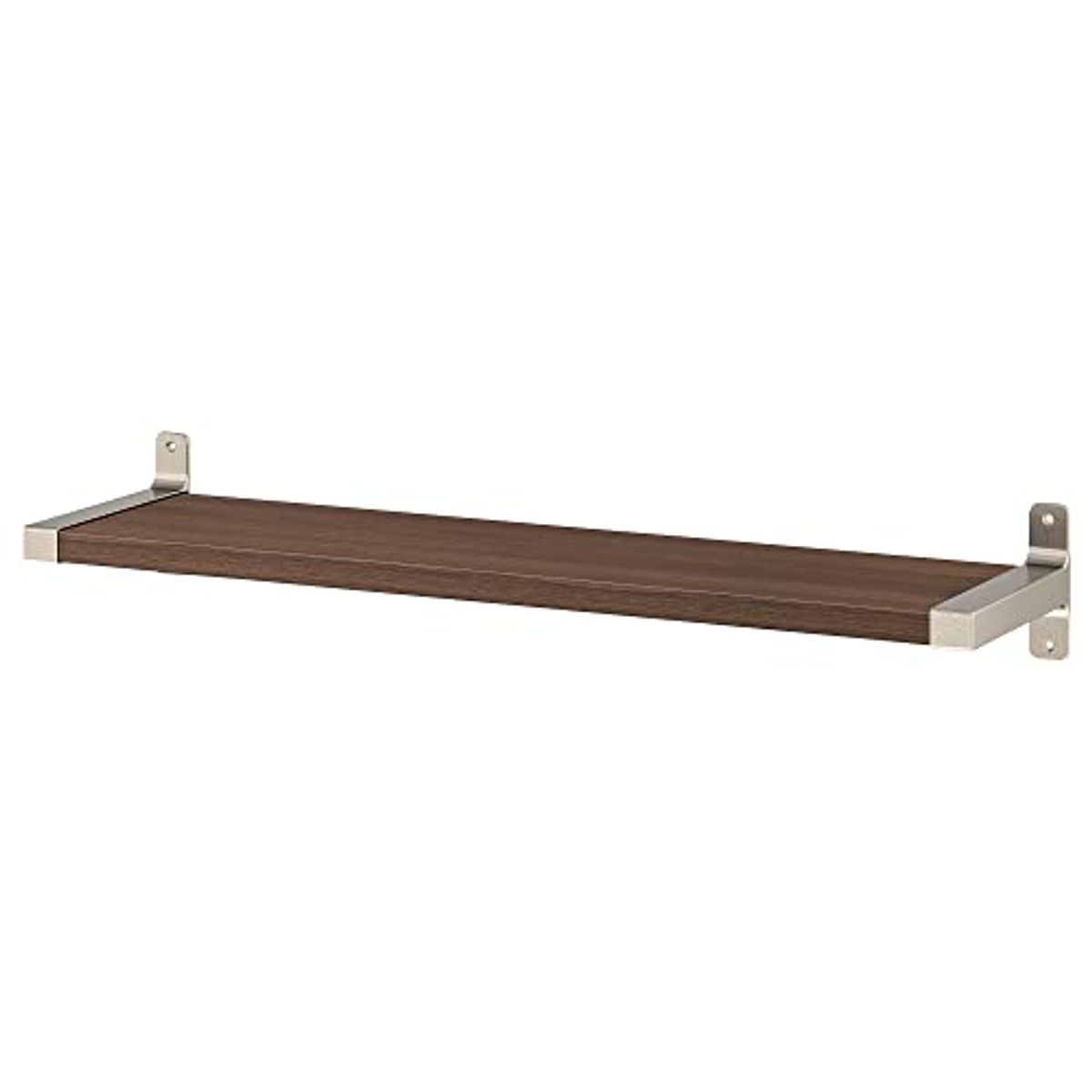 IKEA GRANHULT/BERGSHULT wall shelf, 80x20 cm, walnut effect/nickel-plated