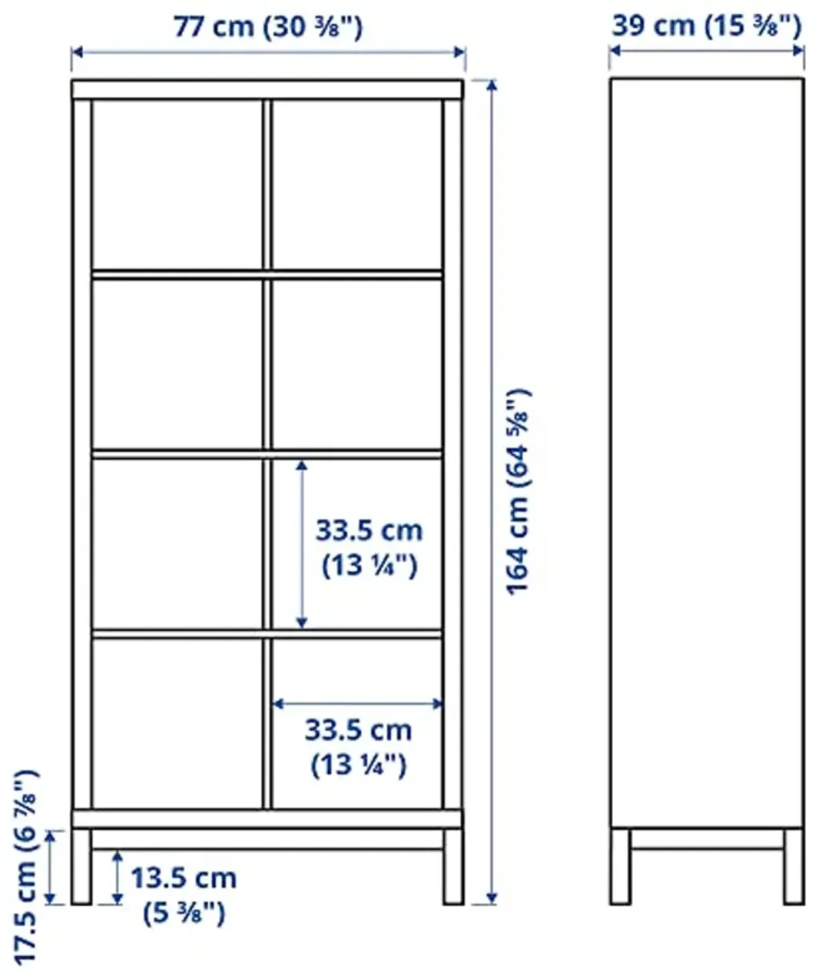 IKEA KALLAX shelving unit with underframe, 77x164 cm, white stained oak effect/black