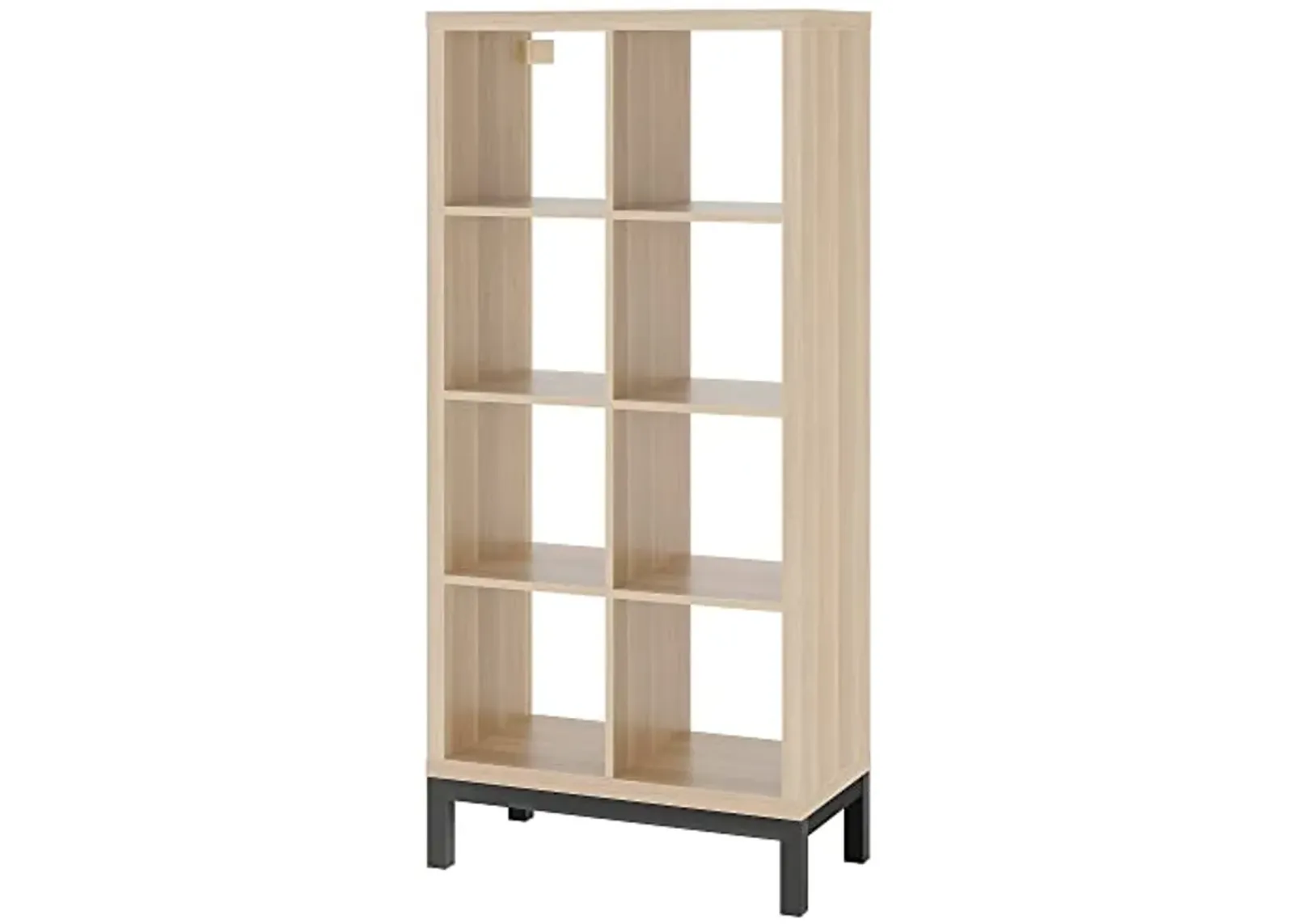 IKEA KALLAX shelving unit with underframe, 77x164 cm, white stained oak effect/black