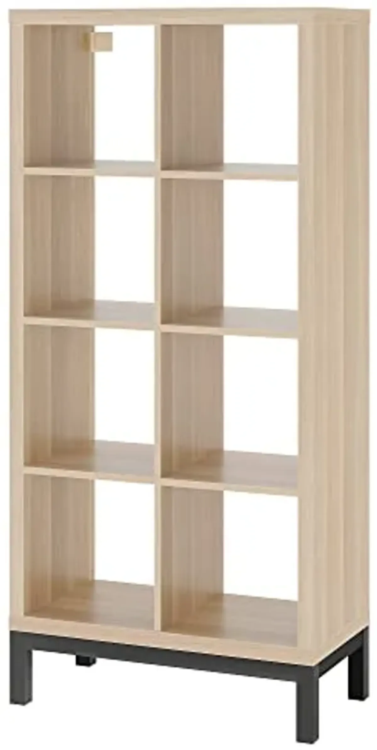 IKEA KALLAX shelving unit with underframe, 77x164 cm, white stained oak effect/black