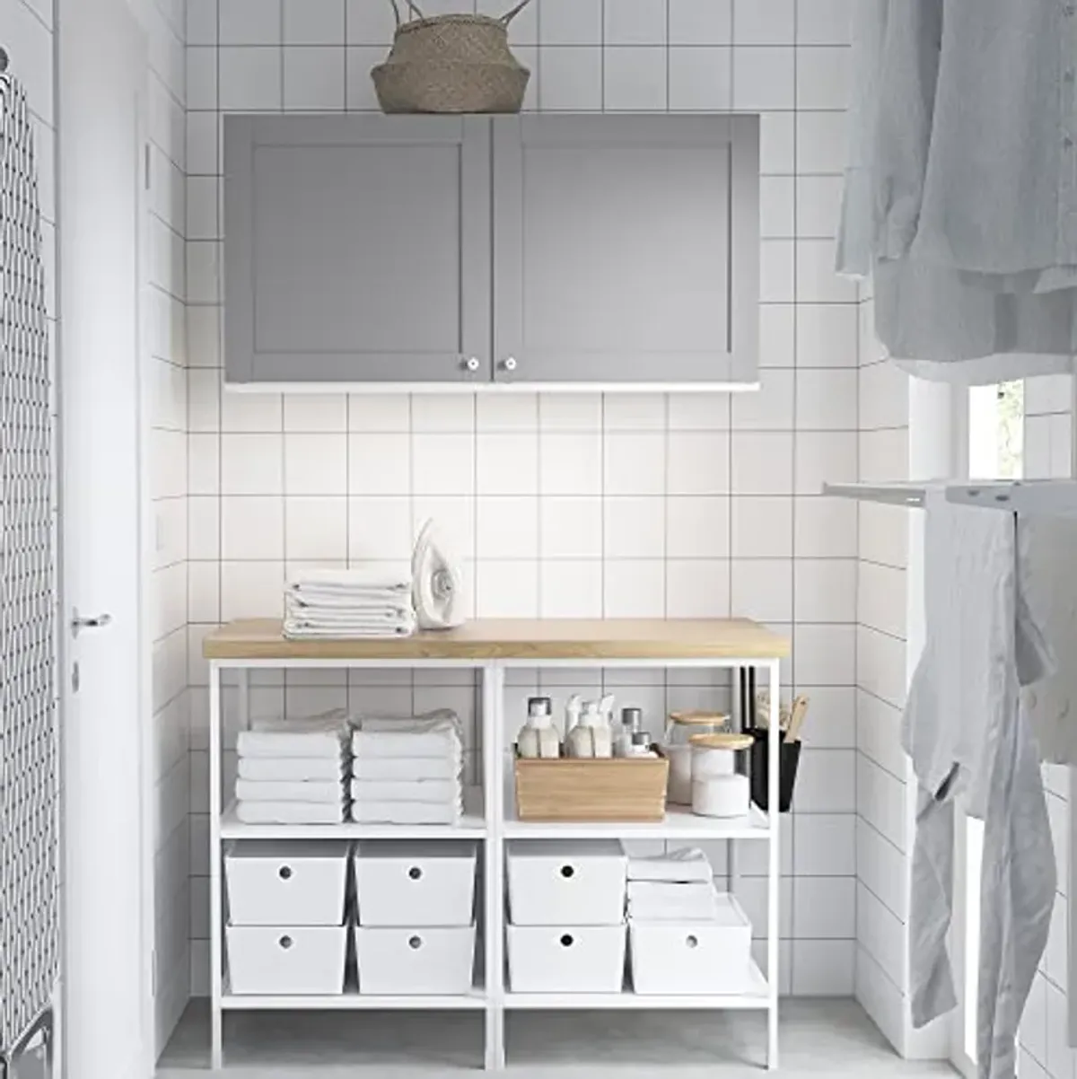 IKEA ENHET storage combination, 123x63.5x207 cm, white/grey frame