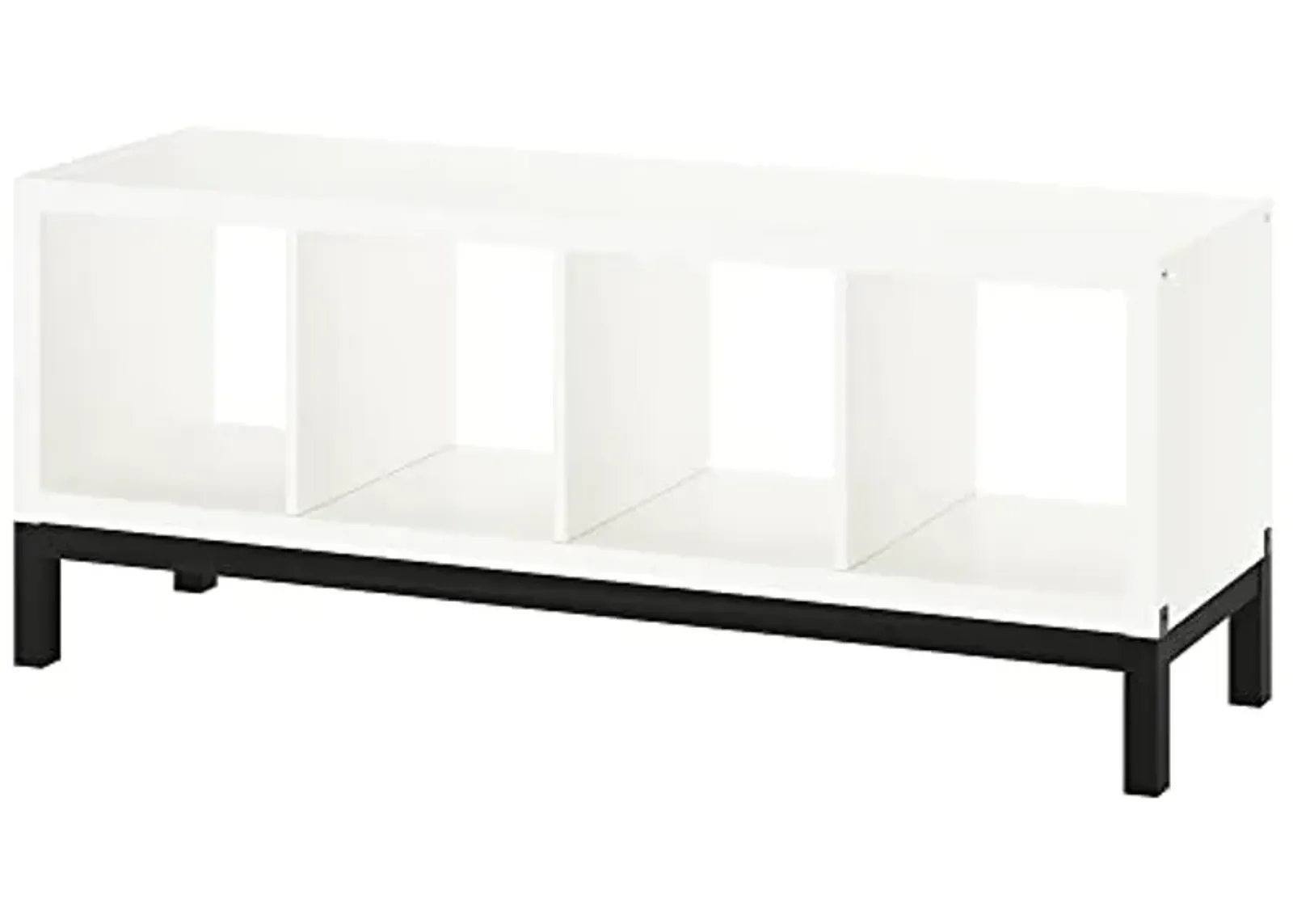 IKEA KALLAX shelving unit with underframe, 147x59 cm, white/black