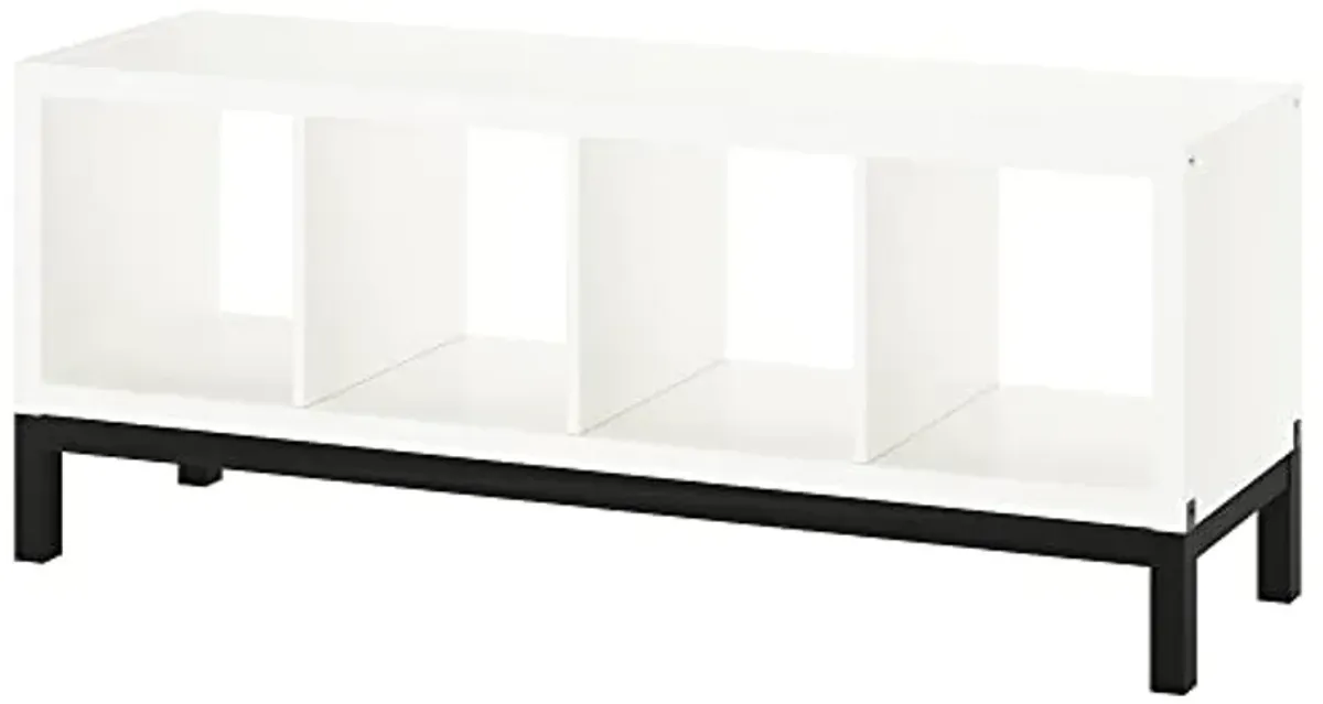 IKEA KALLAX shelving unit with underframe, 147x59 cm, white/black