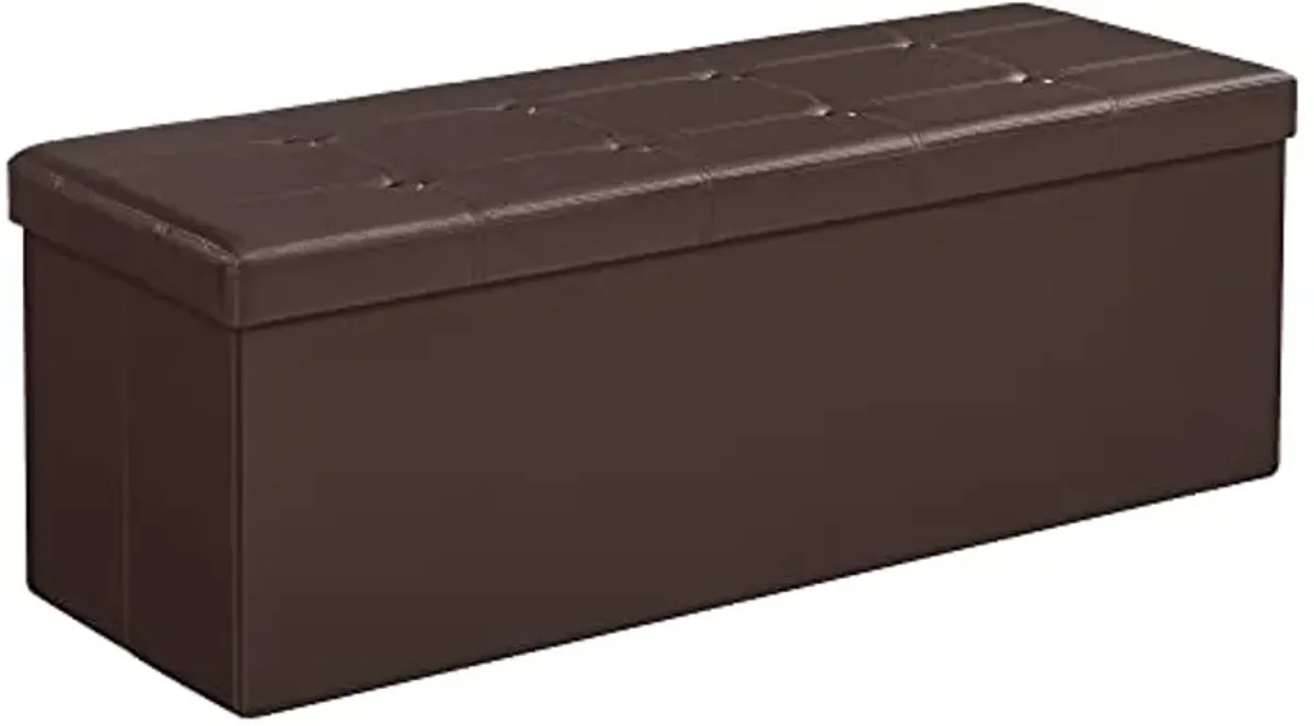 SONGMICS Storage Ottomans (30 Inches, 43 Inches) - Folding Bench Chests, Footstools, Faux Leather