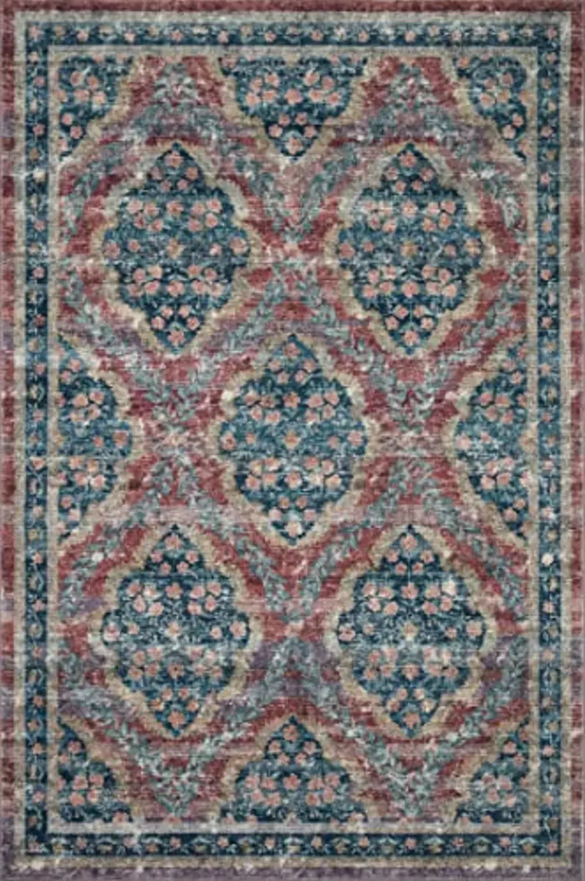 Loloi Rifle Paper Co. x Courtyard Red 2'-3" x 3'-9" Accent Rug