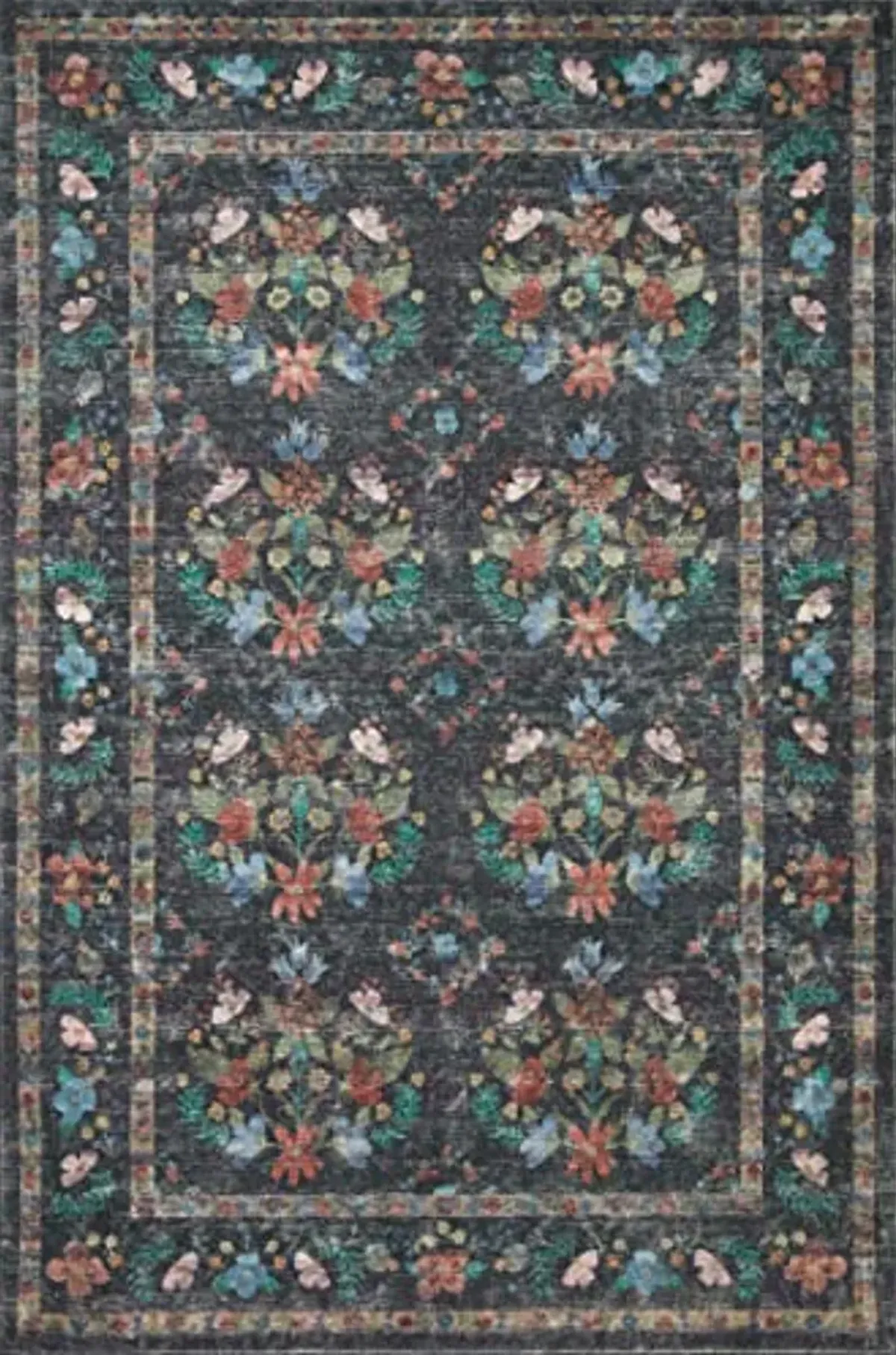 Loloi Rifle Paper Co. x Courtyard Charcoal 2'-6" x 9'-6" Runner Rug