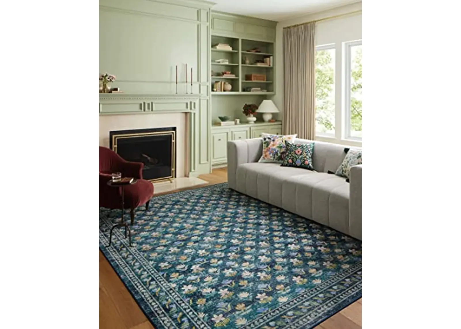 Loloi Rifle Paper Co. x Courtyard Emerald 2'-6" x 7'-6" Runner Rug