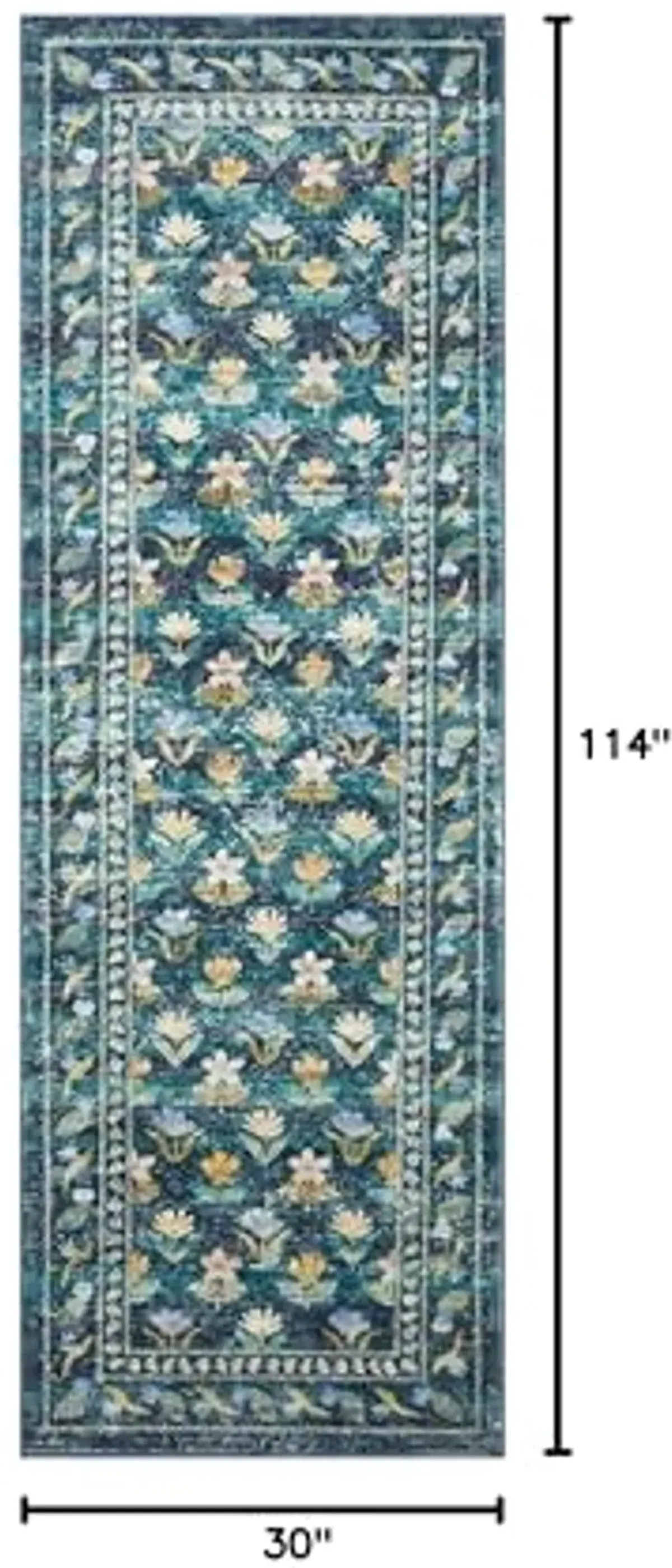 Loloi Rifle Paper Co. x Courtyard Emerald 2'-6" x 9'-6" Runner Rug