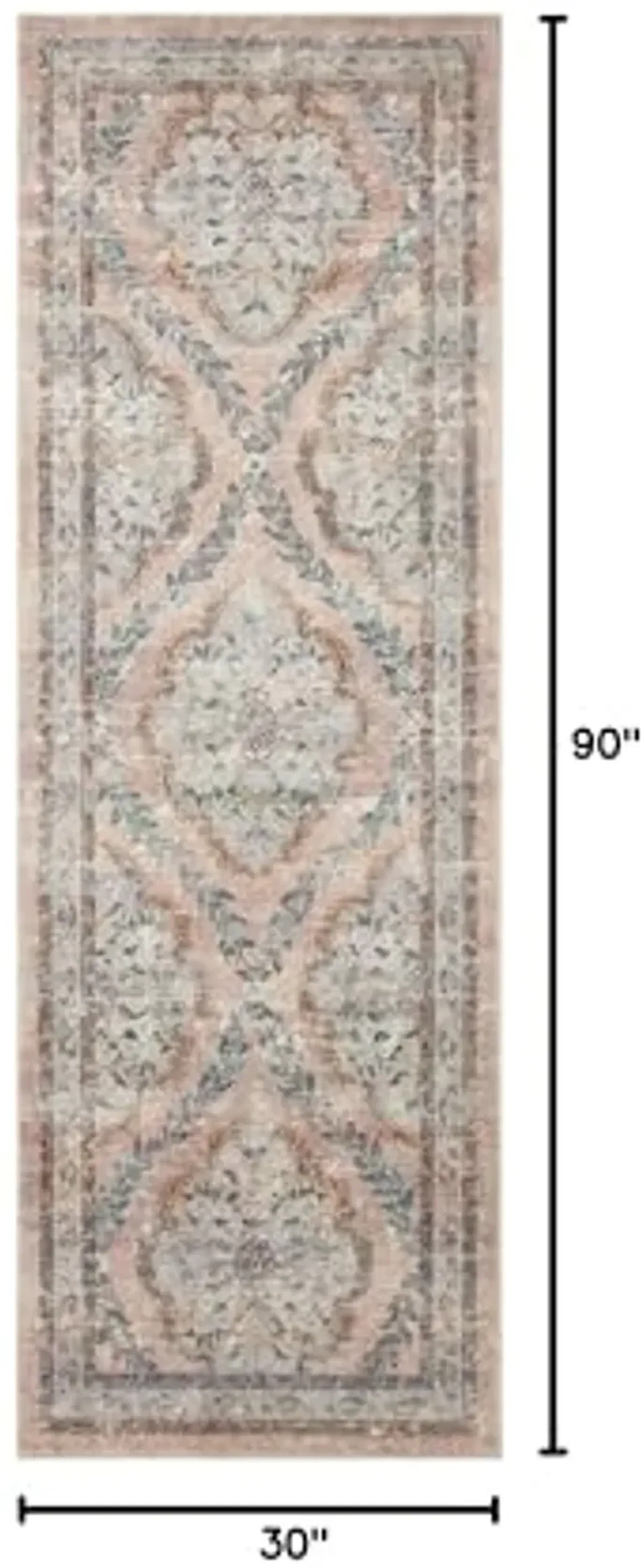 Loloi Rifle Paper Co. x Courtyard Blush 2'-6" x 7'-6" Runner Rug