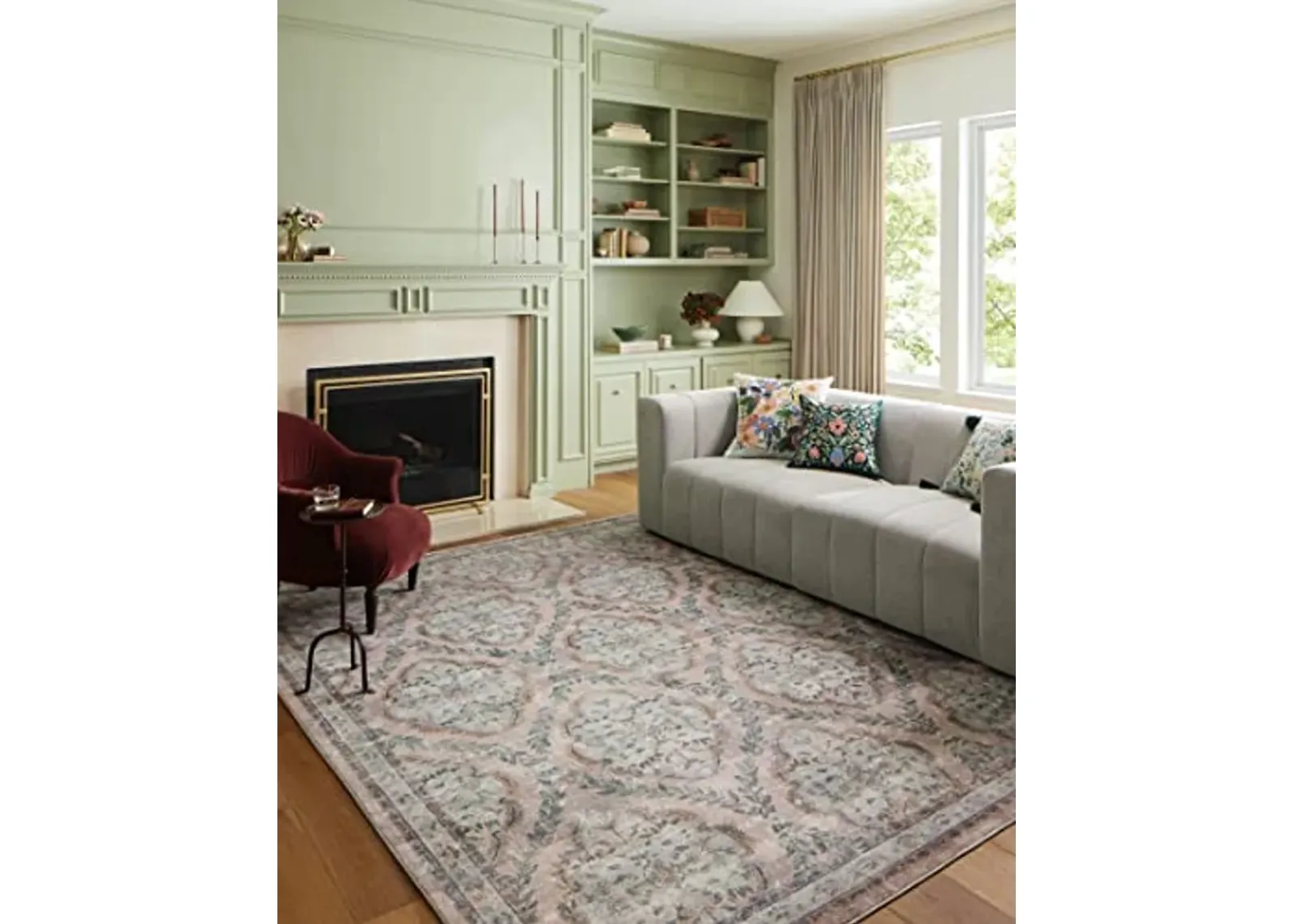 Loloi Rifle Paper Co. x Courtyard Blush 2'-6" x 7'-6" Runner Rug