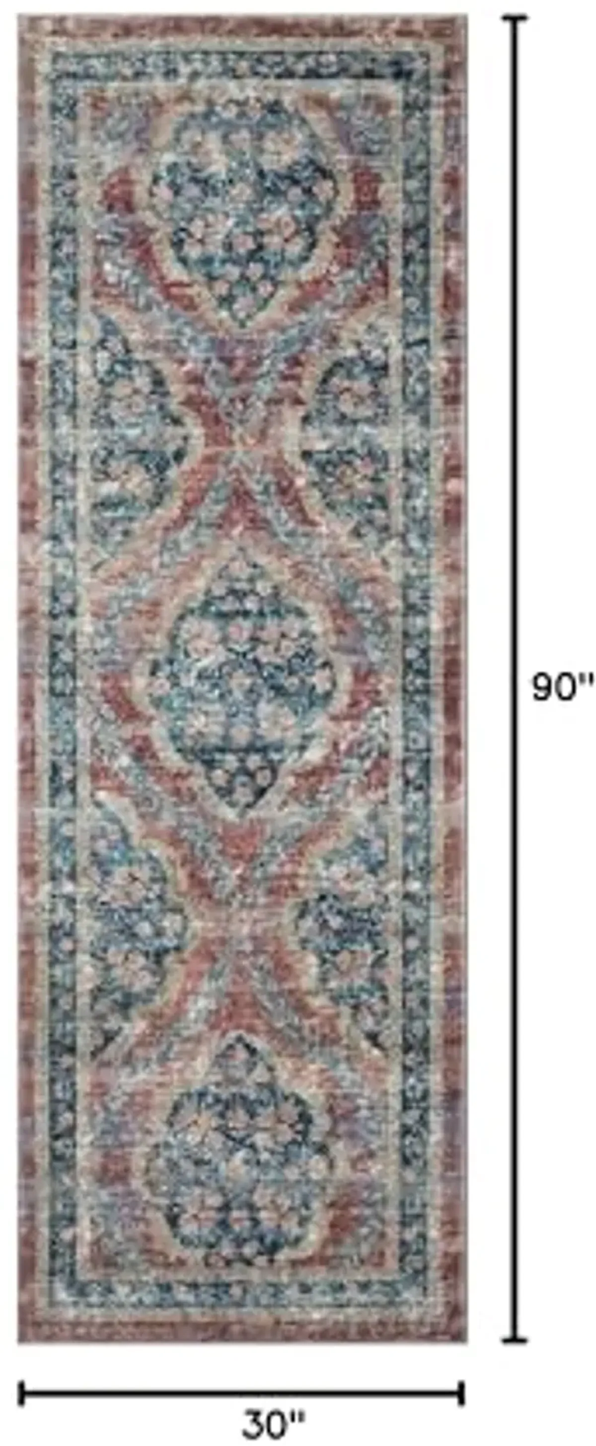 Loloi Rifle Paper Co. x Courtyard Red 2'-6" x 7'-6" Runner Rug