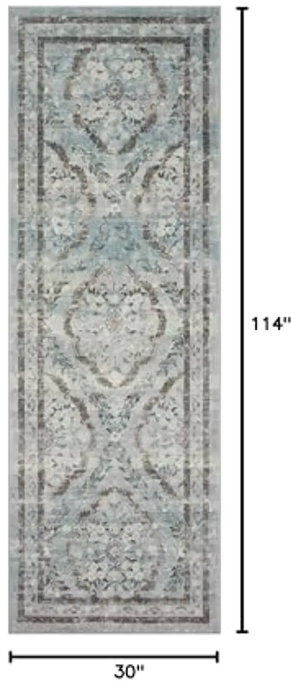 Loloi Rifle Paper Co. x Courtyard Blue 2'-6" x 9'-6" Runner Rug