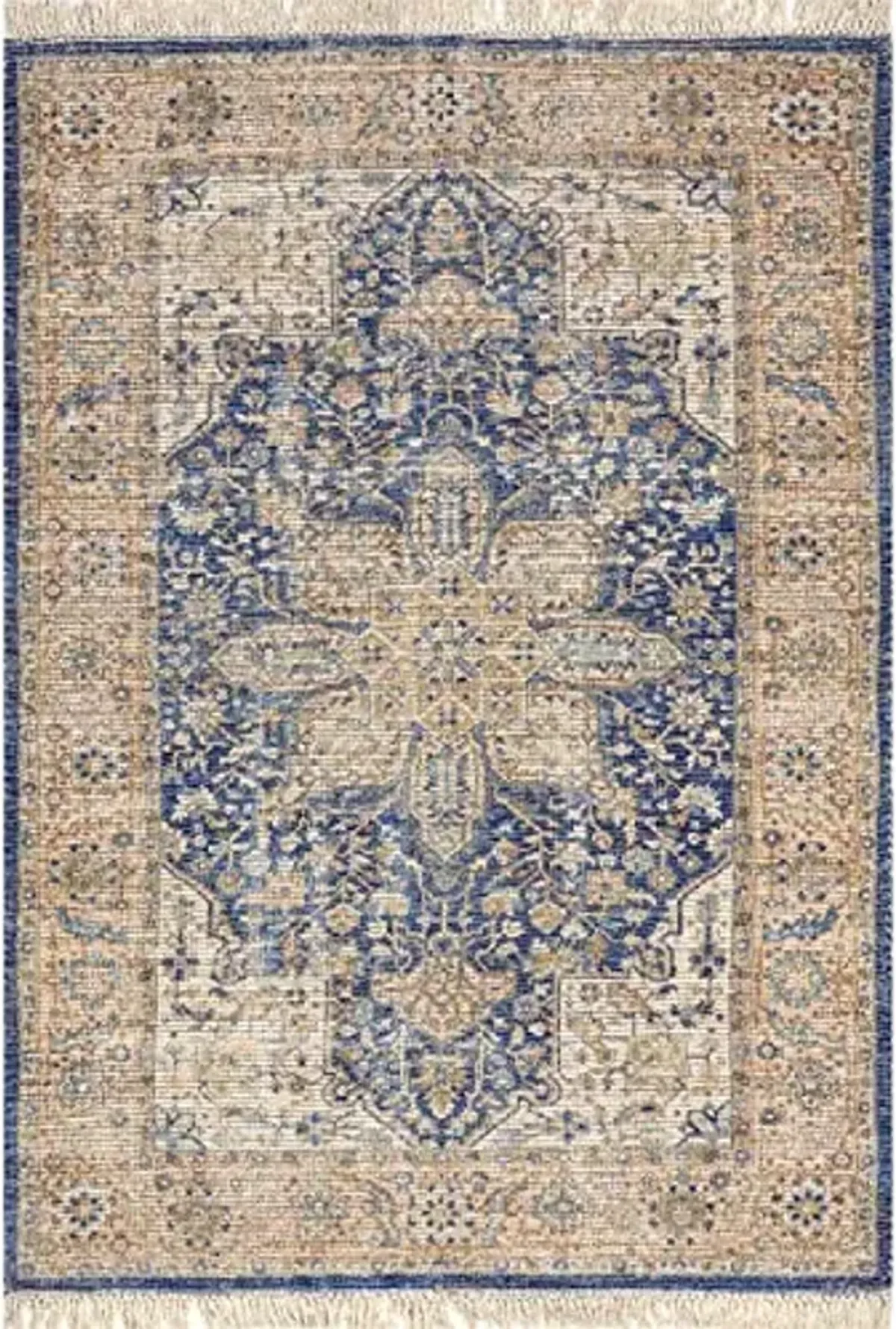Rugs USA Lennox Persian Medallion Tassel Area Rug, 5x8, Blue