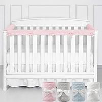 3 in-1 Crib Rail Covers, Crib Rail Covers for Teething Wrapped Rail Cover Anti-Collision Strip Corner Cover for Teething Bed Guardrail Cover Boys & Girls for Standard Crib (Pink)