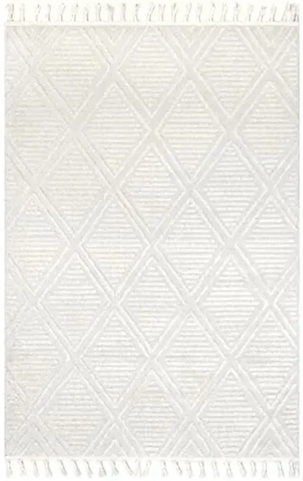 Rugs USA 10x13 Balboa Textured Tile Tasseled Indoor Area Rug for Living Room, Bedroom, Office, Entryway, Hallway, Moroccan Ivory