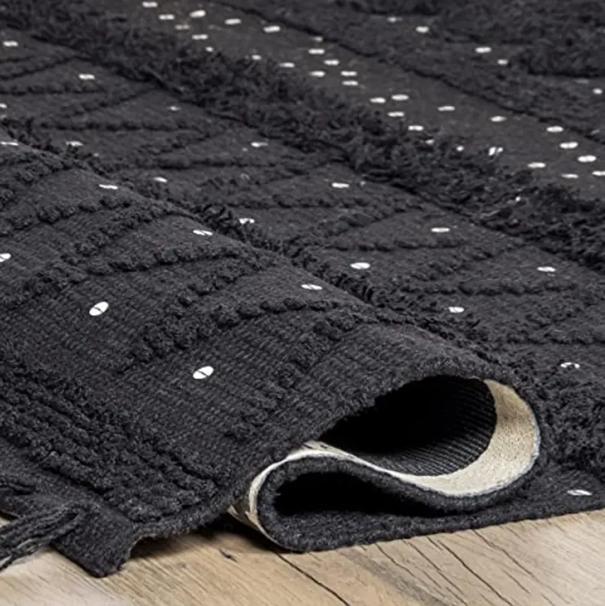 Rugs USA x Arvin Olano Chandy Textured Wool Area Rug, 6x9, Black