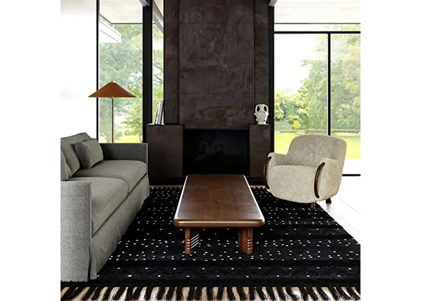 Rugs USA x Arvin Olano Chandy Textured Wool Area Rug, 6x9, Black