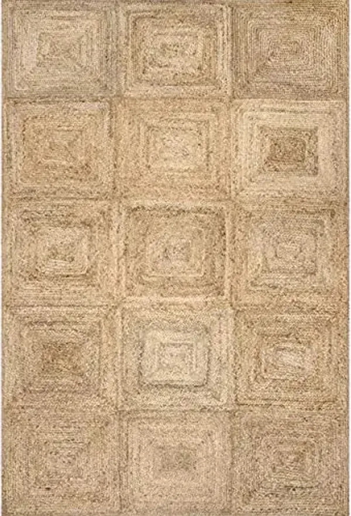 Rugs USA Juniper Natural/Ivory, 9'6" x 13'6", Hand Braided, Tiled, Jute, Soft and Textured, High Traffic, Stain Resistant, Easy Clean, Durable Area Rug for Bedroom, Living Room, Dining, Den, Foyer