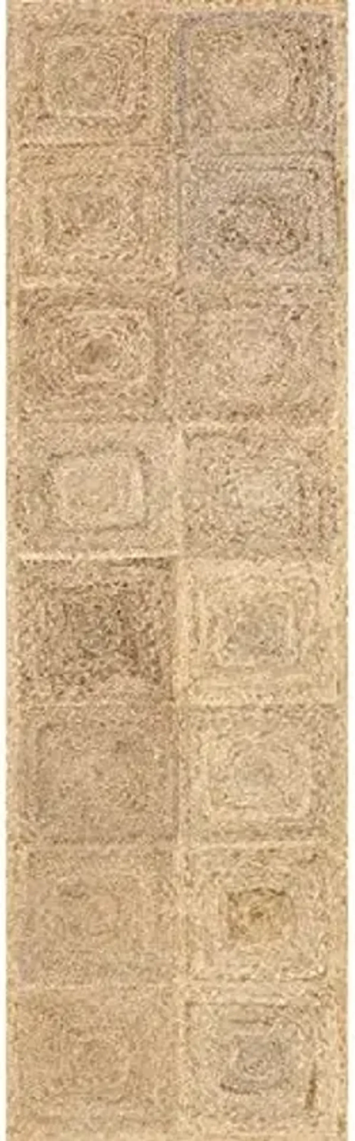 Rugs USA Juniper Natural/Ivory, 2' x 8', Hand Braided, Tiled, Jute, Soft and Textured, High Traffic, Stain Resistant, Easy Clean, Durable Runner for Bedroom, Living Room, Dining, Den, Foyer