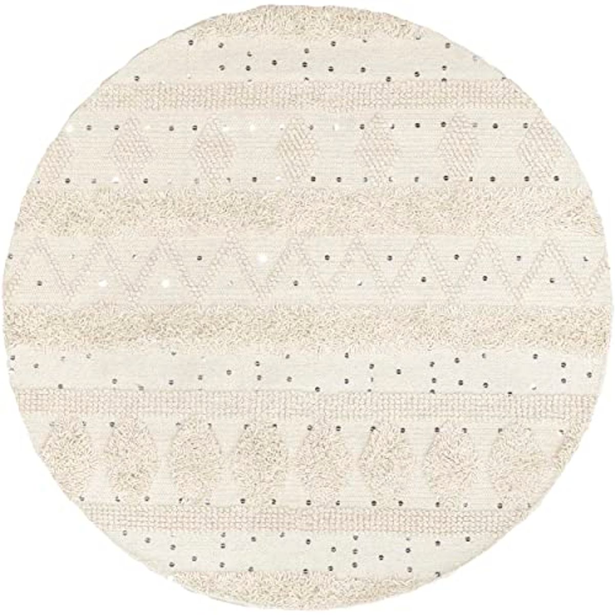 Rugs USA x Arvin Olano Chandy Textured Wool Area Rug, 8' Round, Ivory