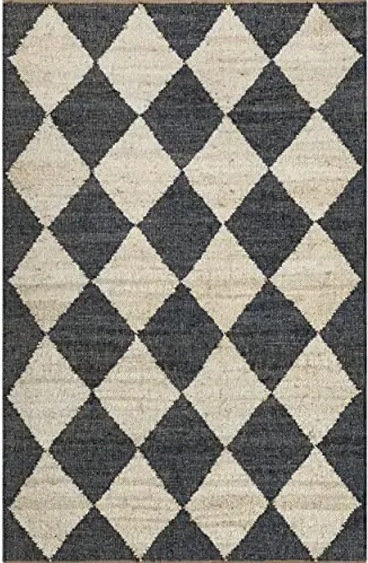 Rugs USA Livy Handmade, Charcoal/Ivory, 7'6" x 9'6", Diamond Checker, Jute, Soft and Textured, High Traffic, Stain Resistant, Easy Clean, Durable Runner for Bedroom, Living Room, Dining Space, Foyer