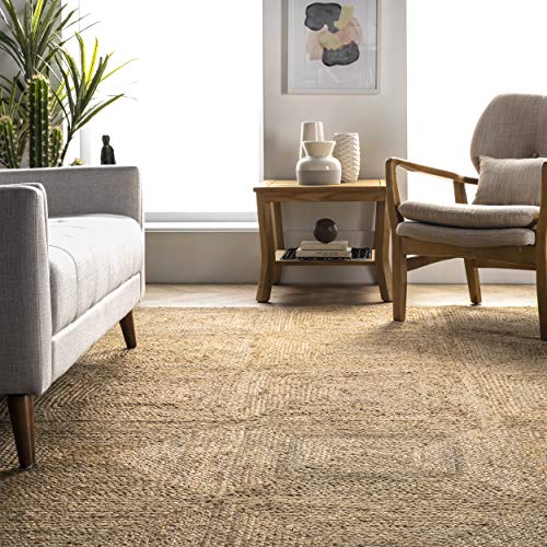 Rugs USA x Lauren Liess Juniper Tiled Jute Area Rug, 9' x 12', Natural