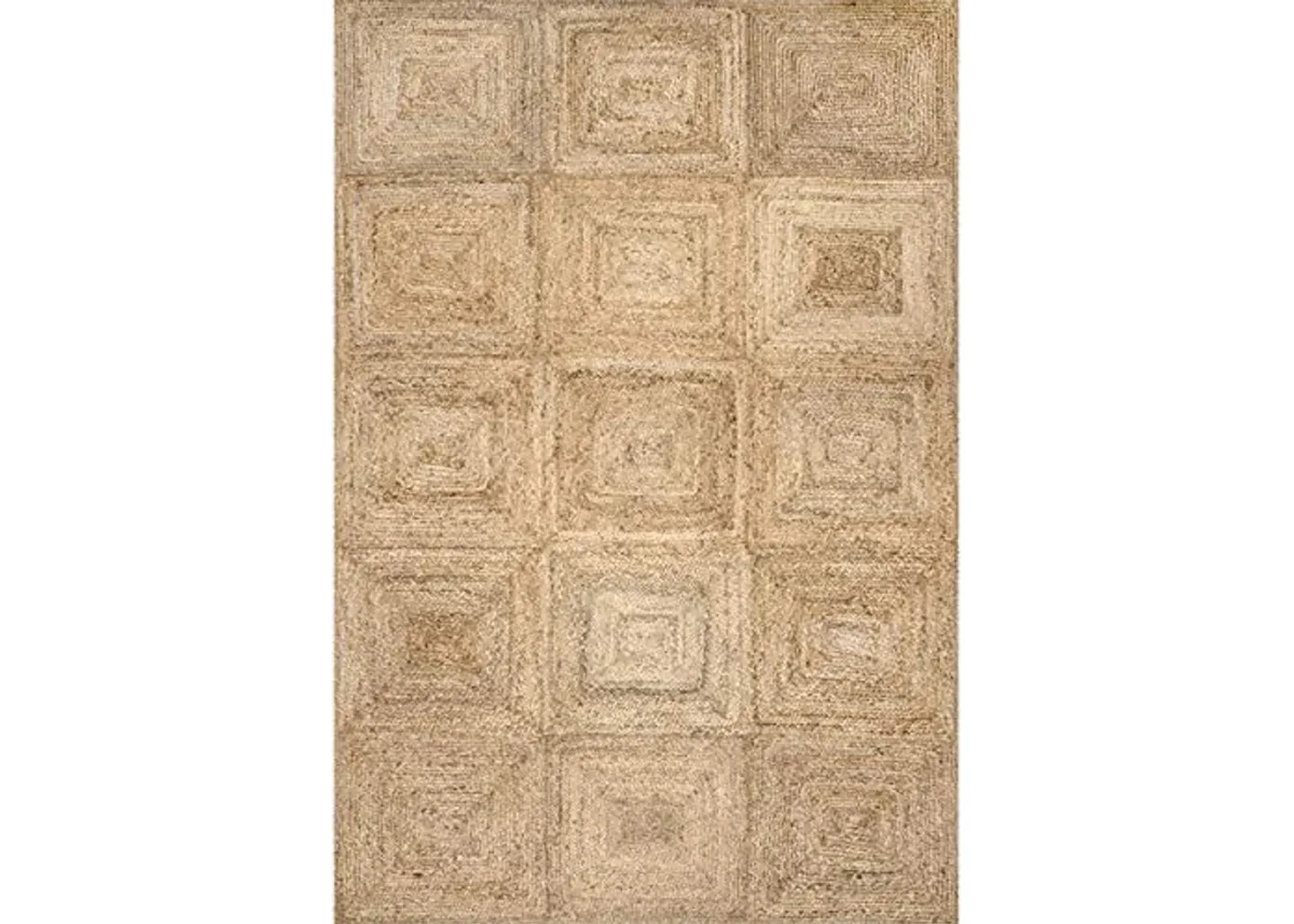 Rugs USA x Lauren Liess Juniper Tiled Jute Area Rug, 9x12, Natural