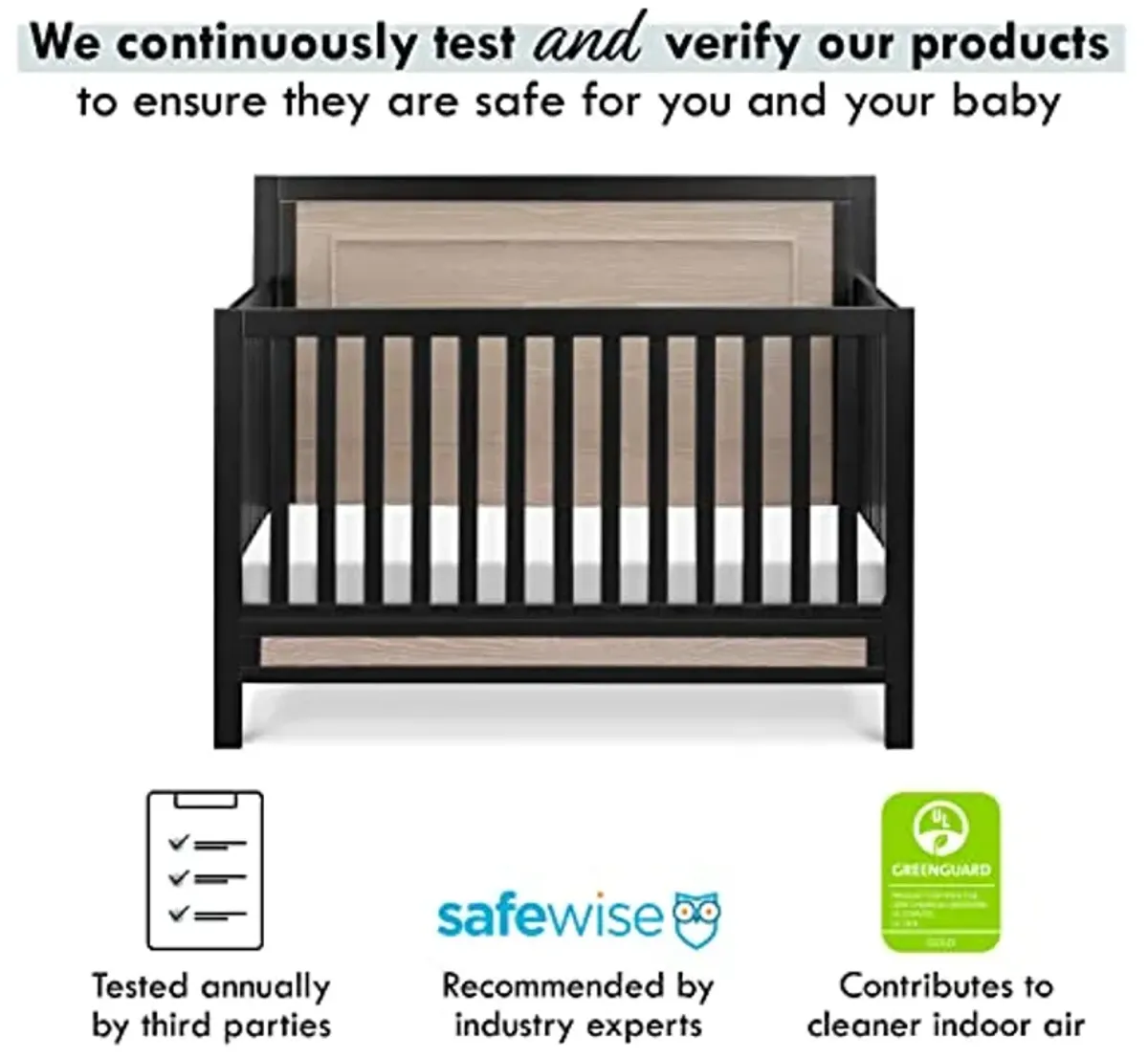 Carter's by DaVinci Radley 4-in-1 Convertible Crib in Ebony & Coastwood, Greenguard Gold Certified