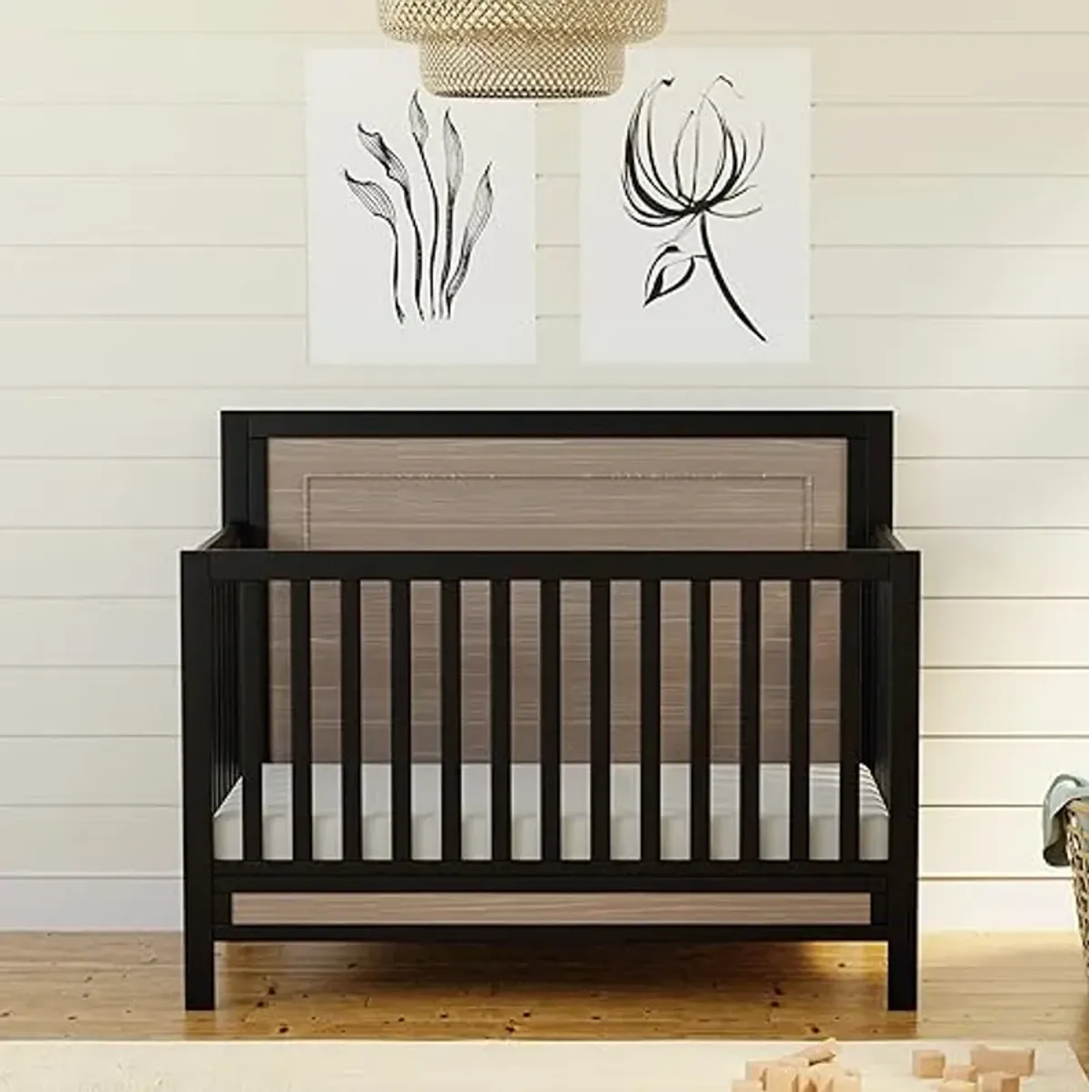 Carter's by DaVinci Radley 4-in-1 Convertible Crib in Ebony & Coastwood, Greenguard Gold Certified