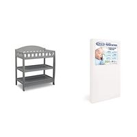 Delta Children Infant Changing Table with Pad, Grey & Graco Premium Foam Crib & Toddler Mattress – GREENGUARD Gold Certified, CertiPUR-US Certified Foam, Machine Washable, Water