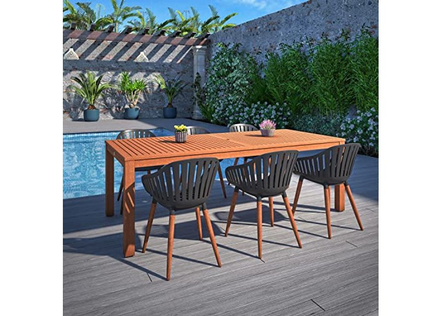 Amazonia Clifton 7pc FSC Wood Outdoor Patio Dining Set Black Chairs with Wood Legs