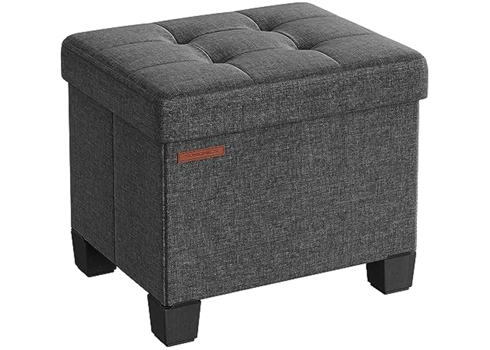 SONGMICS Storage Ottoman, Small Ottoman Foot Rest with Legs, 12.6 x 15.8 x 13.2 Inches Foot Stool, Ottoman with Storage, Load up to 660 lb, for Living Room, Bedroom, Dorm, Slate Gray ULSF012G01