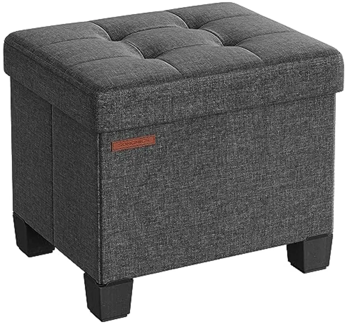 SONGMICS Storage Ottoman, Small Ottoman Foot Rest with Legs, 12.6 x 15.8 x 13.2 Inches Foot Stool, Ottoman with Storage, Load up to 660 lb, for Living Room, Bedroom, Dorm, Slate Gray ULSF012G01