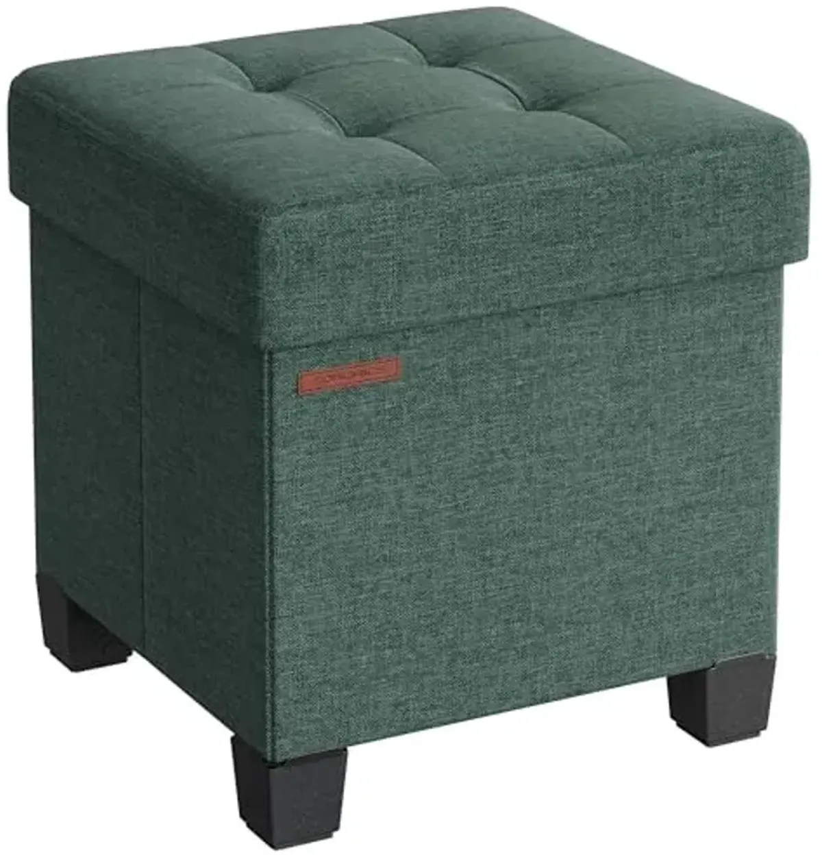 SONGMICS Storage Ottoman, Small Ottoman Foot Rest with Legs, 15 x 15 x 15.7 Inches Foot Stool, Load up to 660 lb, for Living Room, Bedroom, Dorm, Retro Green ULSF014C01