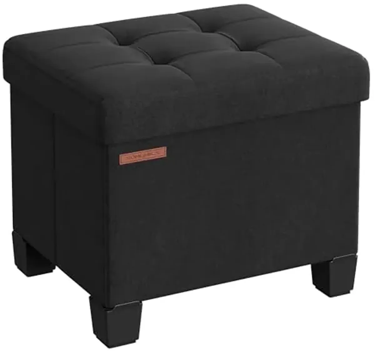 SONGMICS Storage Ottoman, Small Ottoman Foot Rest with Legs, 12.6 x 15.8 x 13.2 Inches Foot Stool, Load up to 660 lb, for Living Room, Bedroom, Dorm, Ink Black ULSF012B01