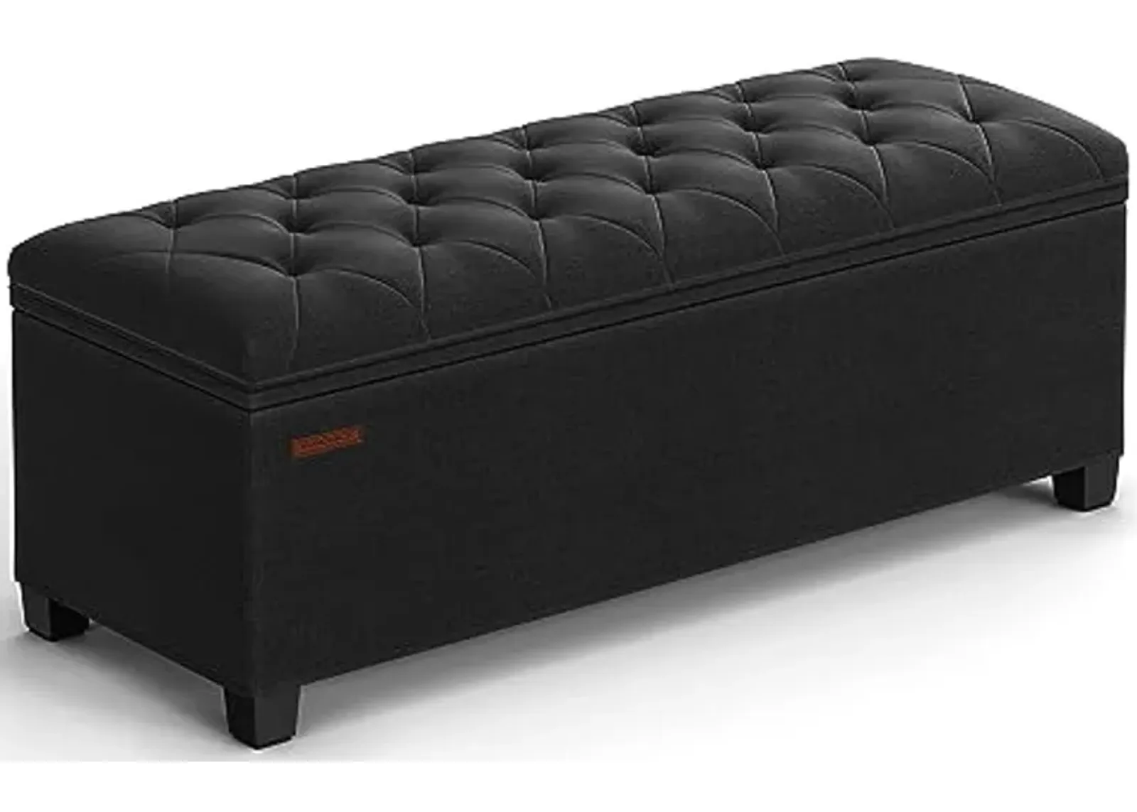 SONGMICS Storage Ottoman Bench, Foot Rest with Legs, 15.7 x 43.3 x 15.7 Inches, End of Bed Bench, Storage Chest, Load up to 660 lb, for Living Room, Bedroom, Entryway, Ink Black ULSF088B01