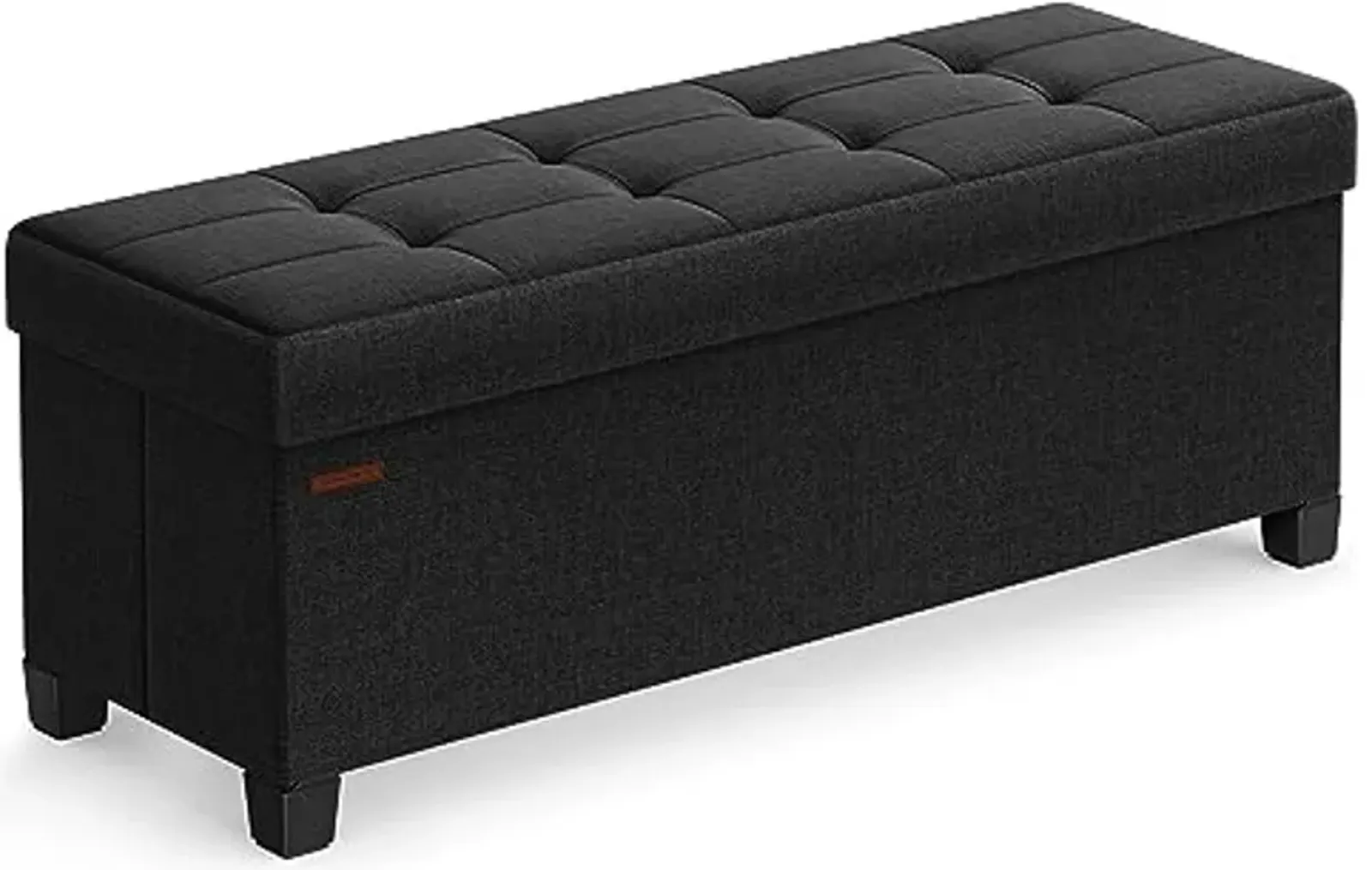 SONGMICS Storage Ottoman Bench, Foldable Foot Rest with Legs, 15 x 43 x 15.7 Inches, End of Bed Bench, Storage Chest, Load up to 660 lb, for Living Room, Bedroom, Entryway, Ink Black ULSF018B01