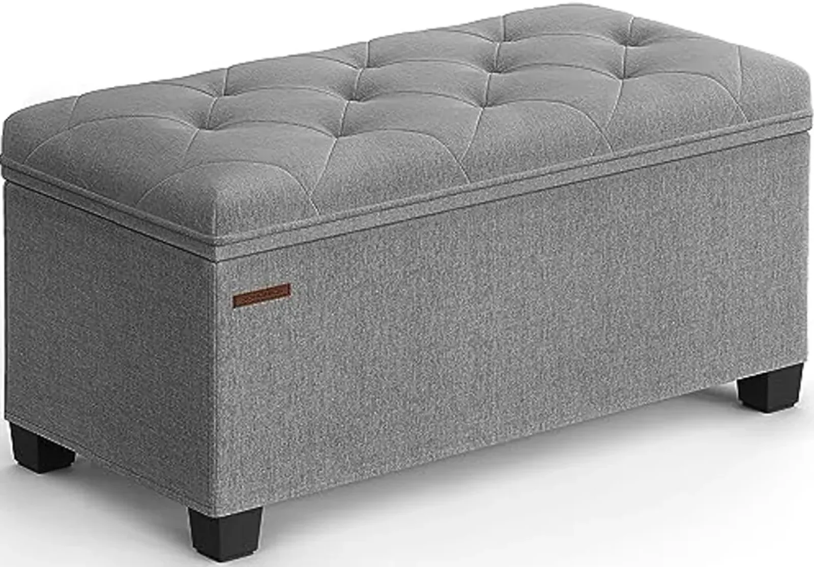 SONGMICS Storage Ottoman Bench, Foot Rest with Legs, 15.7 x 30 x 15.7 Inches, End of Bed Bench, Storage Chest, Load up to 660 lb, for Living Room, Bedroom, Entryway, Light Grey ULSF068G02