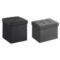 SONGMICS Folding Storage Ottoman, Cube Footrest, 15 x 15 x 15 Inches, Black ULSF101 Folding Storage Ottoman, Storage Bench, Cube Footrest, 12.2 x 16.1 x 12.2 Inches, Dark Gray ULSF102G01